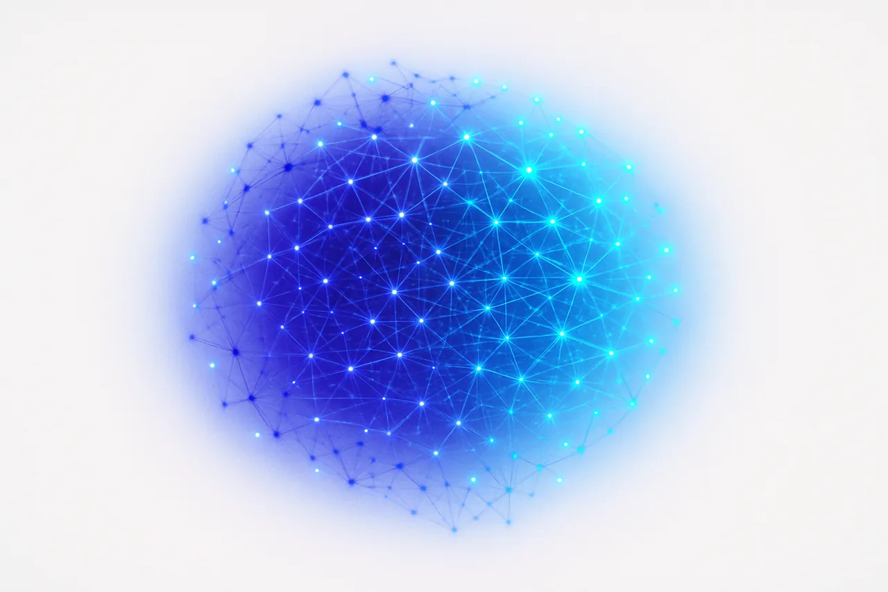 Neuronale Konstellation aus verbundenen Punkten – Symbol für ein erinnerndes KI-Gedächtnis